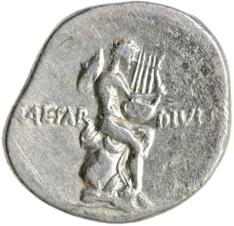 Denarius fra Octavian (32-31 f. Kr.)