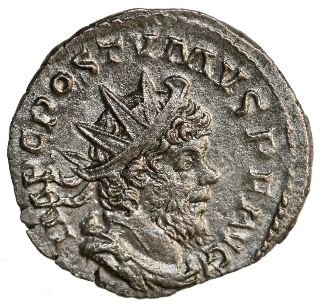 Antoninianus fra keiser Postumus (265-268 e. Kr.)