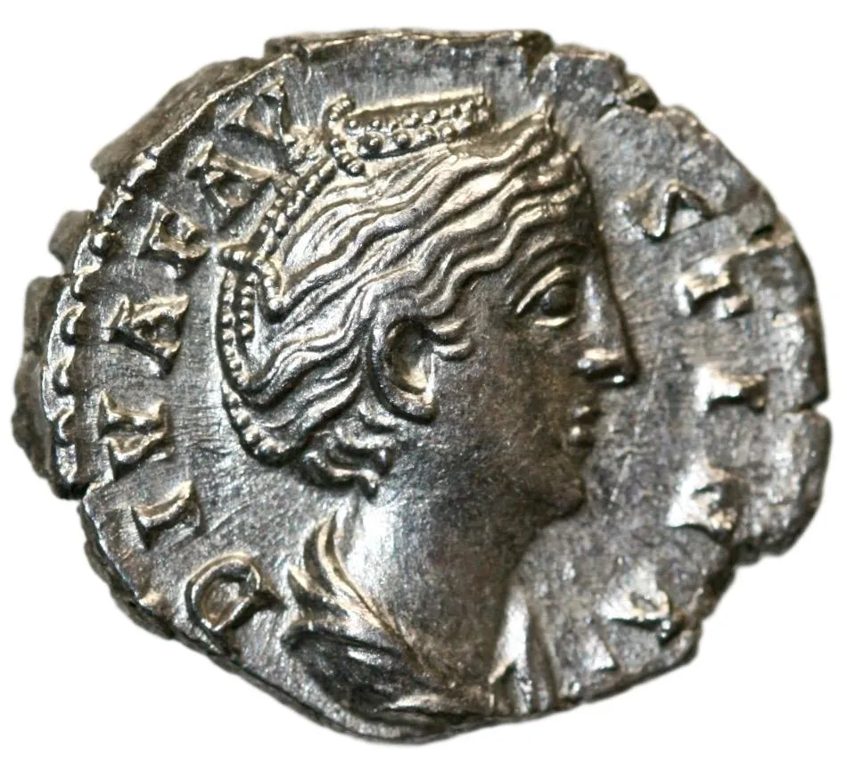 Denarius fra Augusta Faustina Sr. (147 e. Kr.)