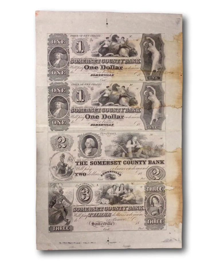 USA, Sheet of Uncut Civil War Banknotes (1861-1865)