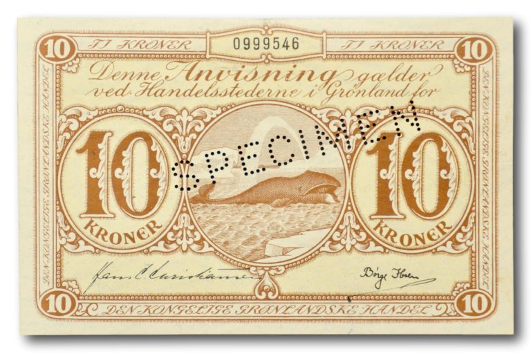 Grønland, 10 kroner (SPECIMEN) 1953