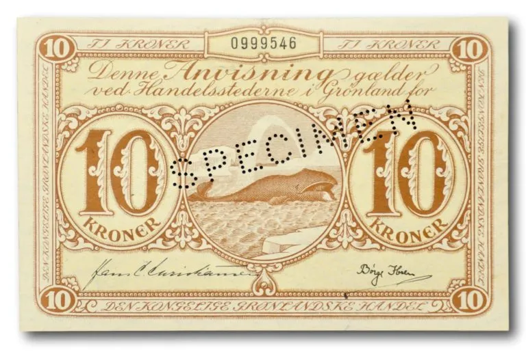 Grønland, 10 kroner (SPECIMEN) 1953