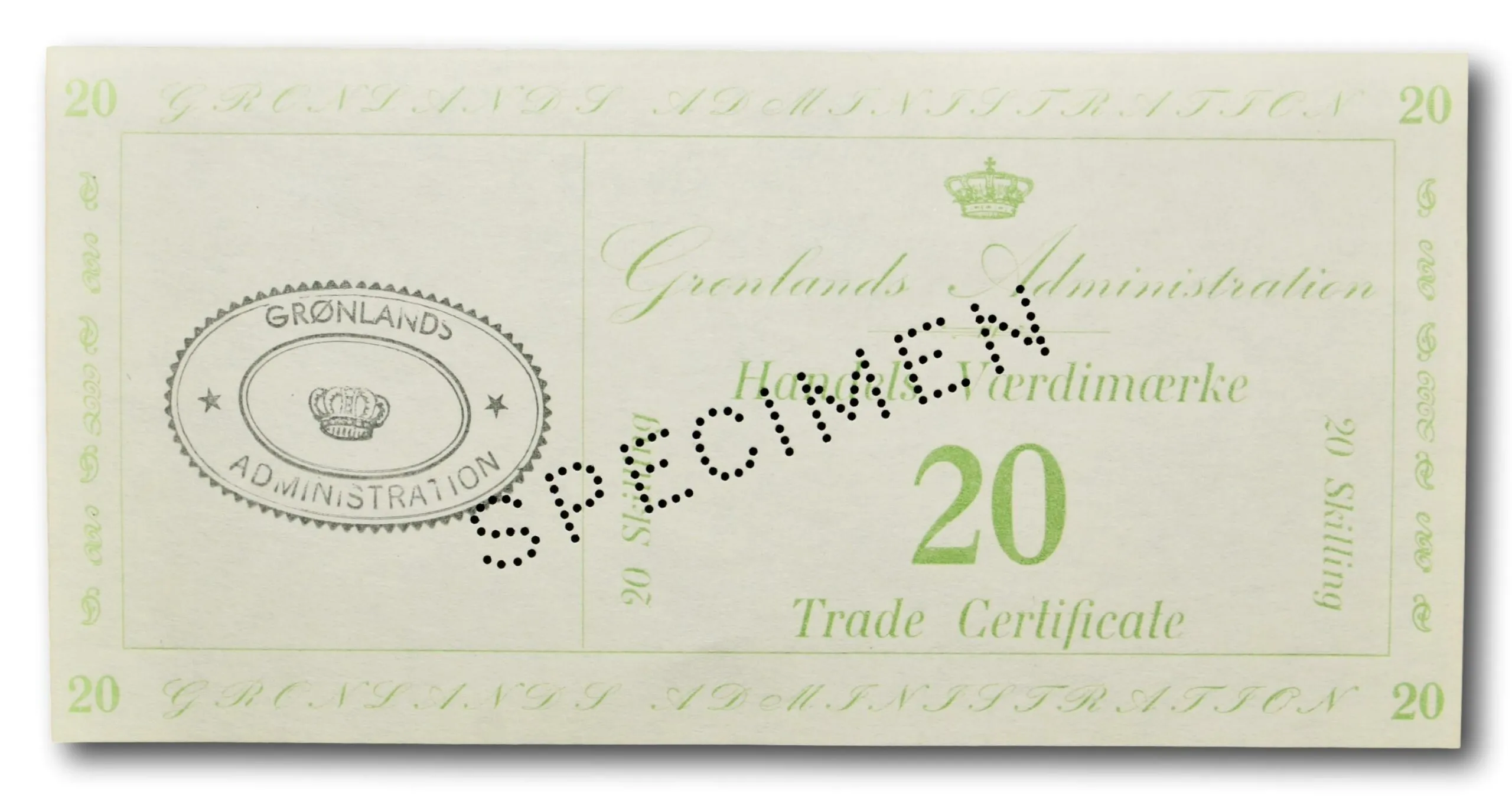Greenland, 20 skilling 1942 SPECIMEN