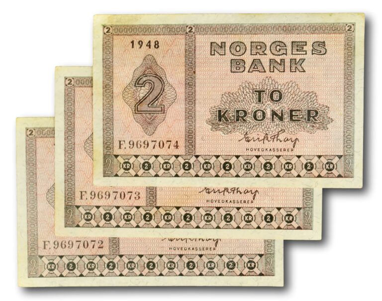 2 kroner 1948 in consecutive order