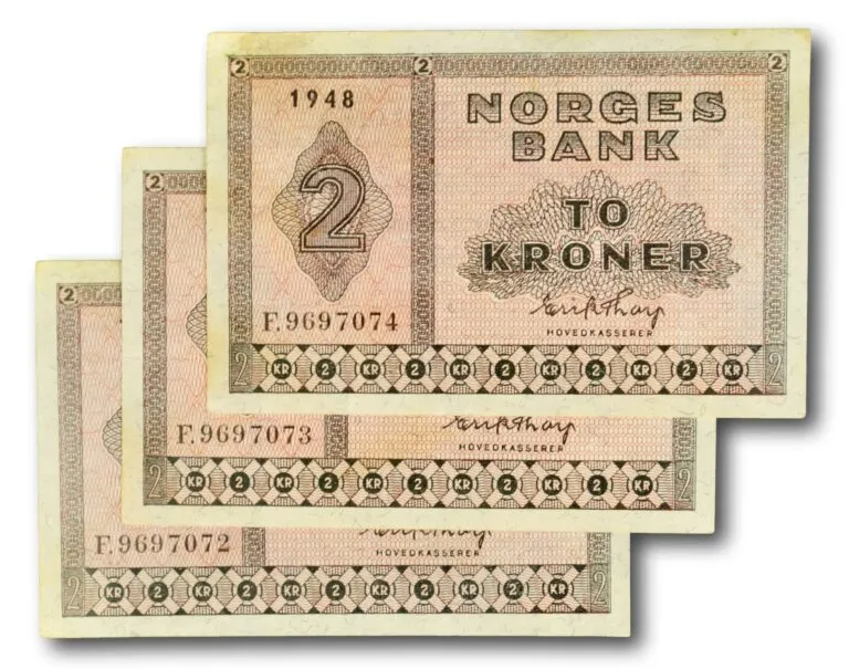 2 kroner 1948 in consecutive order