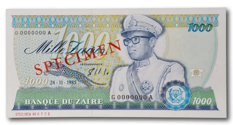 Zaire, 1000 zaires 1985 SPECIMEN