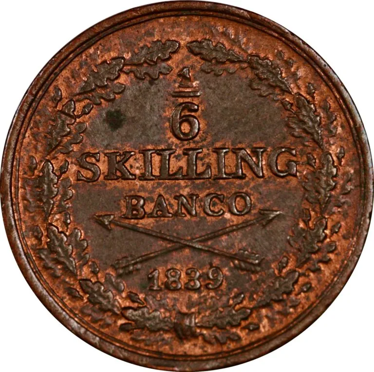 Sweden, 1/6 skilling 1839
