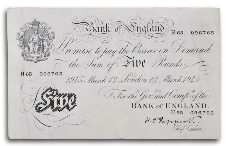 England, 5 pounds 1945