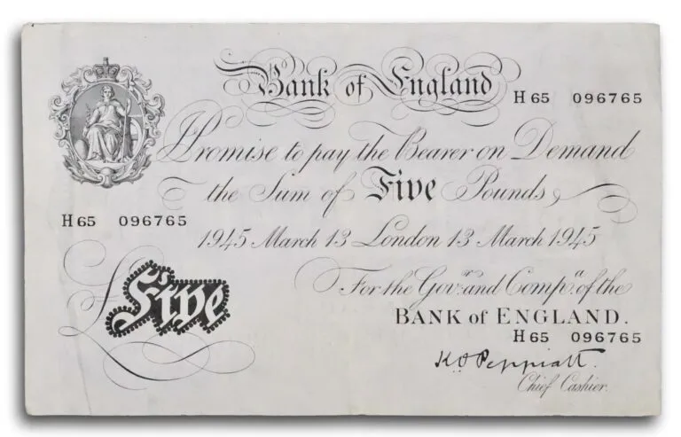 England, 5 pounds 1945