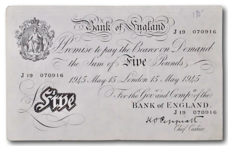 England, 5 pund 1945