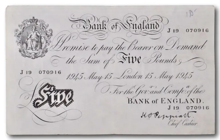 England, 5 pounds 1945