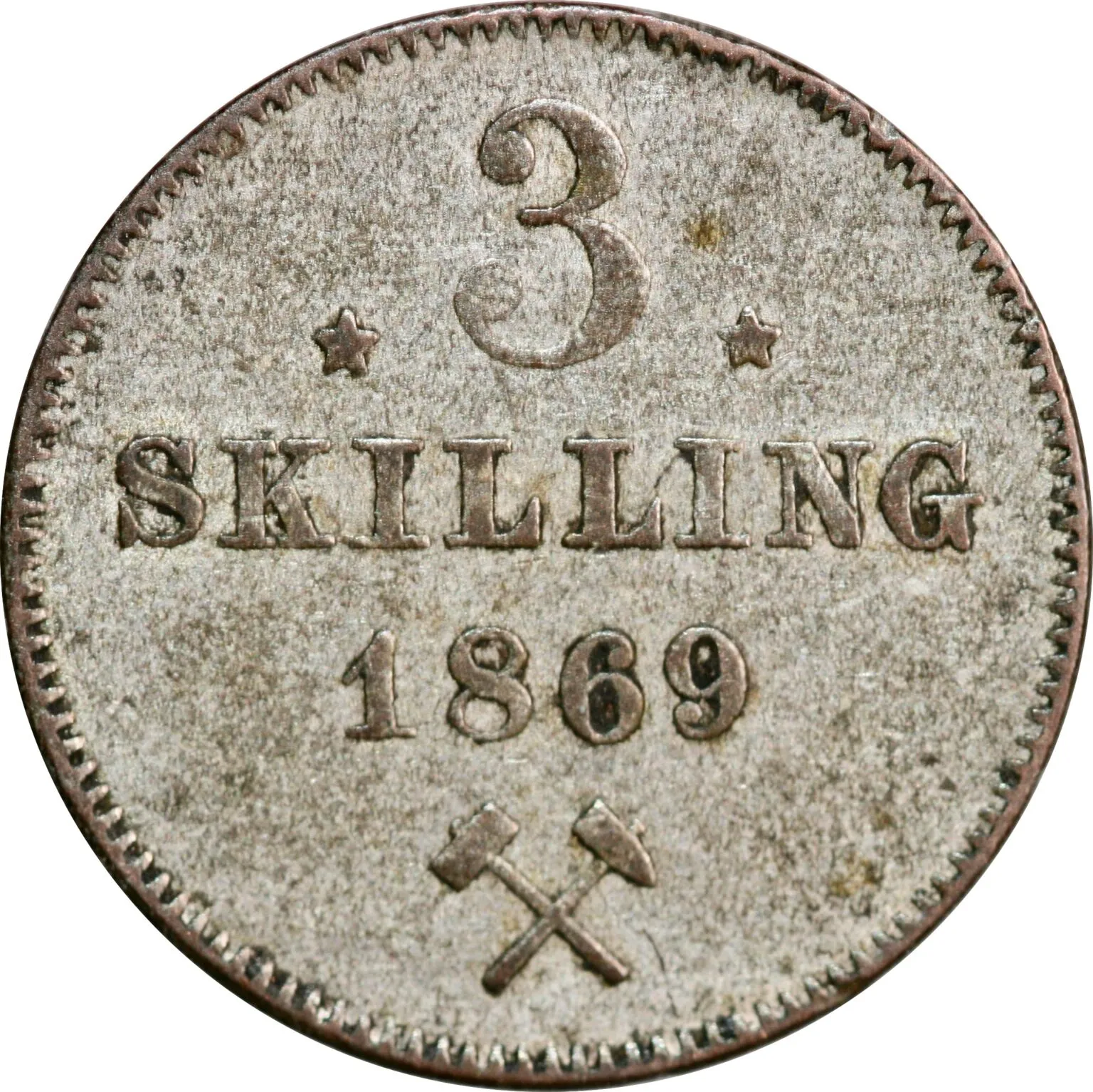 Norway, 3 skilling 1869