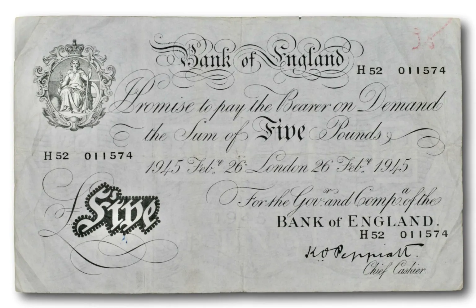 Great Britain, 5 pounds 1945