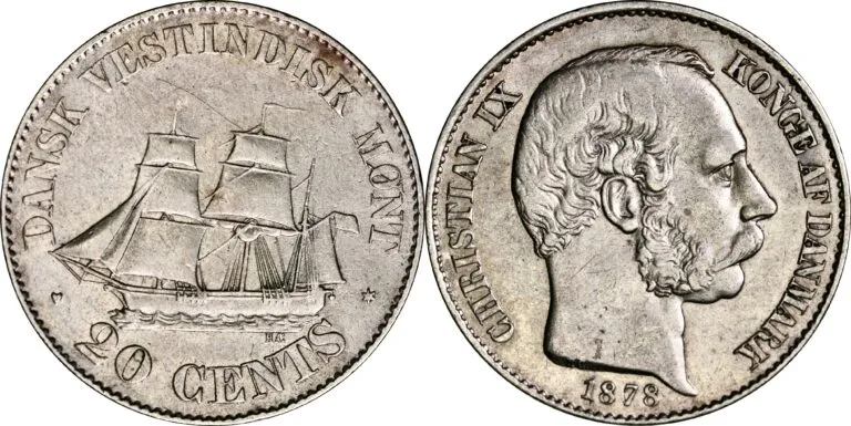 Danish West Indies, 20 cents 1878