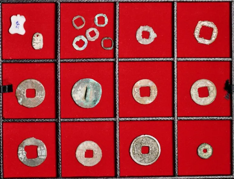 China, collection of old coins and amulets