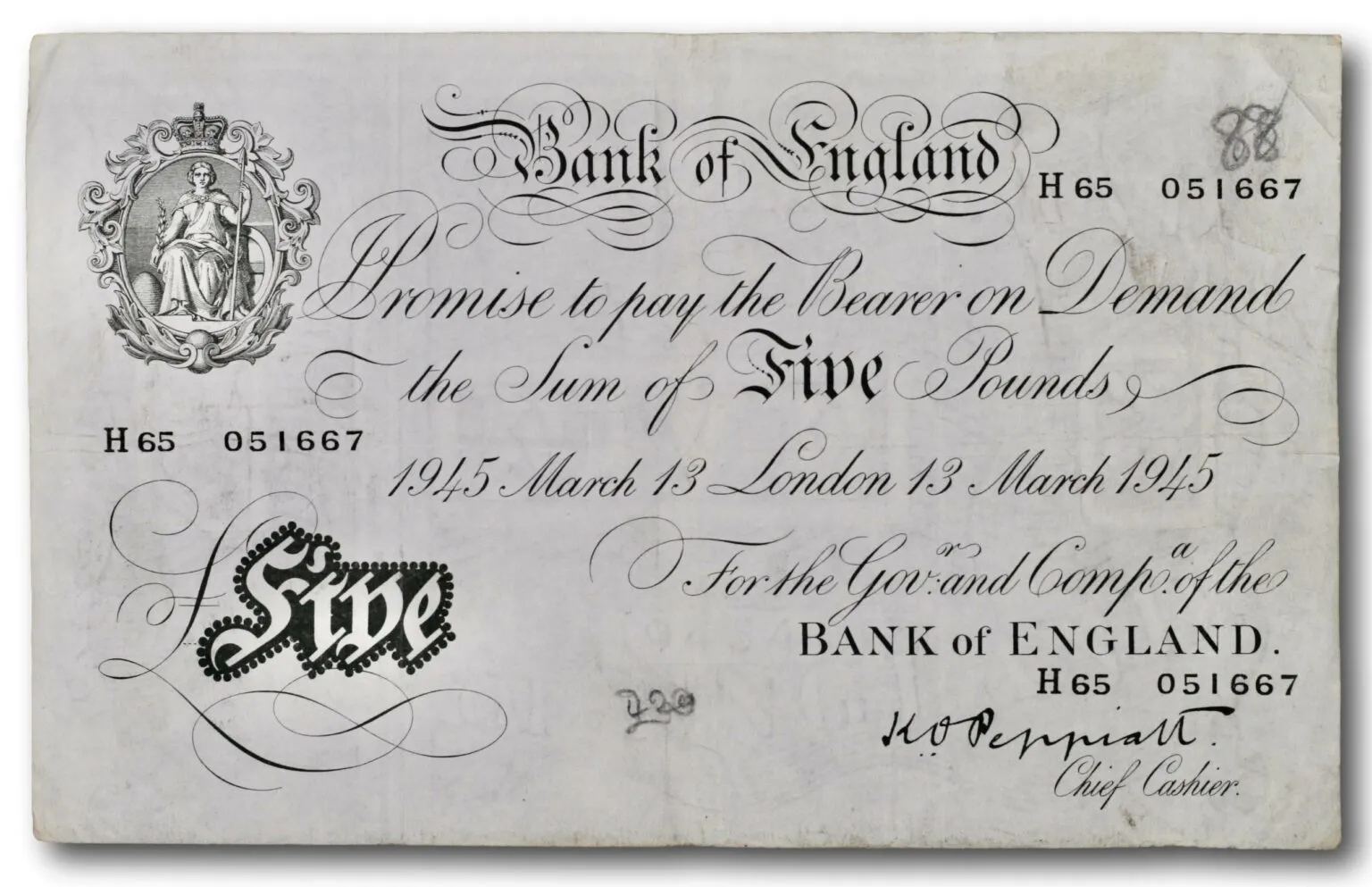 Great Britain, 5 pounds 1945