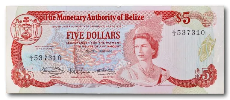 Belize, 5 dollars 1980
