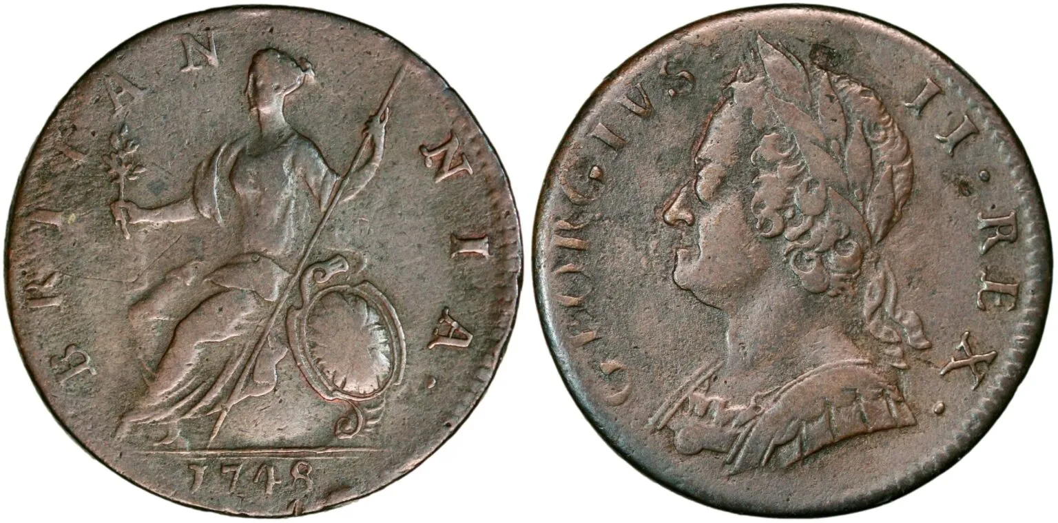 Storbritannia, 1/2 penny 1748