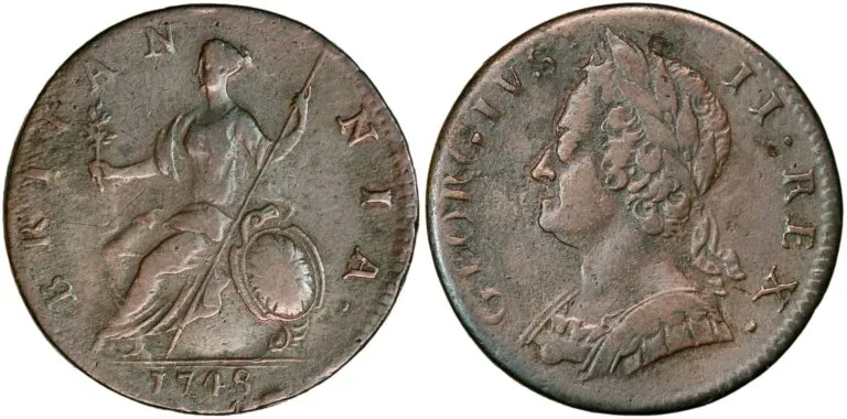 Storbritannia, 1/2 penny 1748