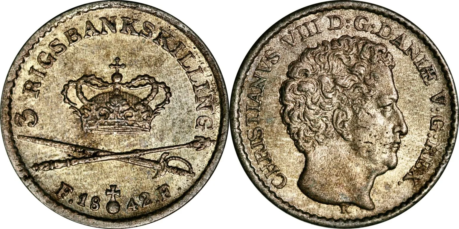 Danmark, 3 rigsbankskilling 1842
