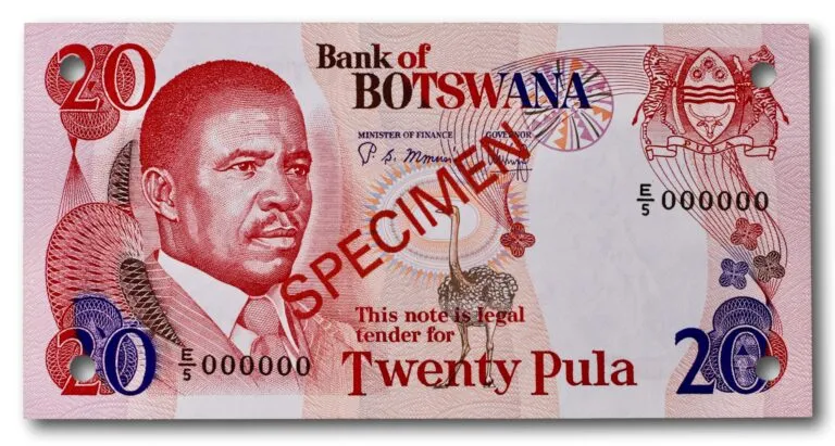 Botswana, 20 pula 1982-1983 SPECIMEN
