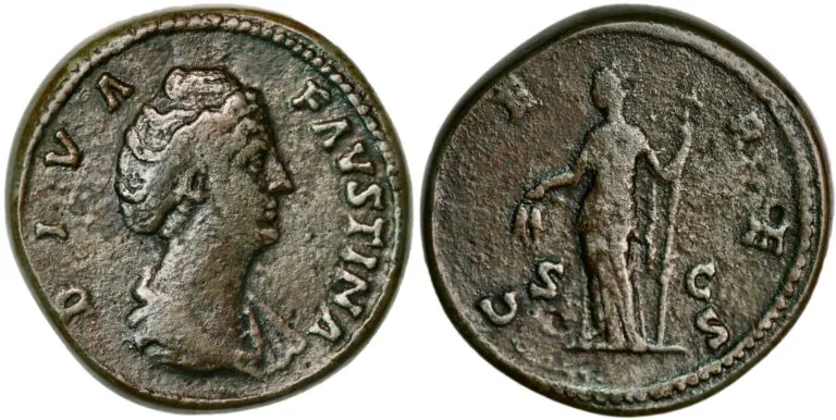 Sestertius from Diva Faustina Sr. (dead 141 AD)