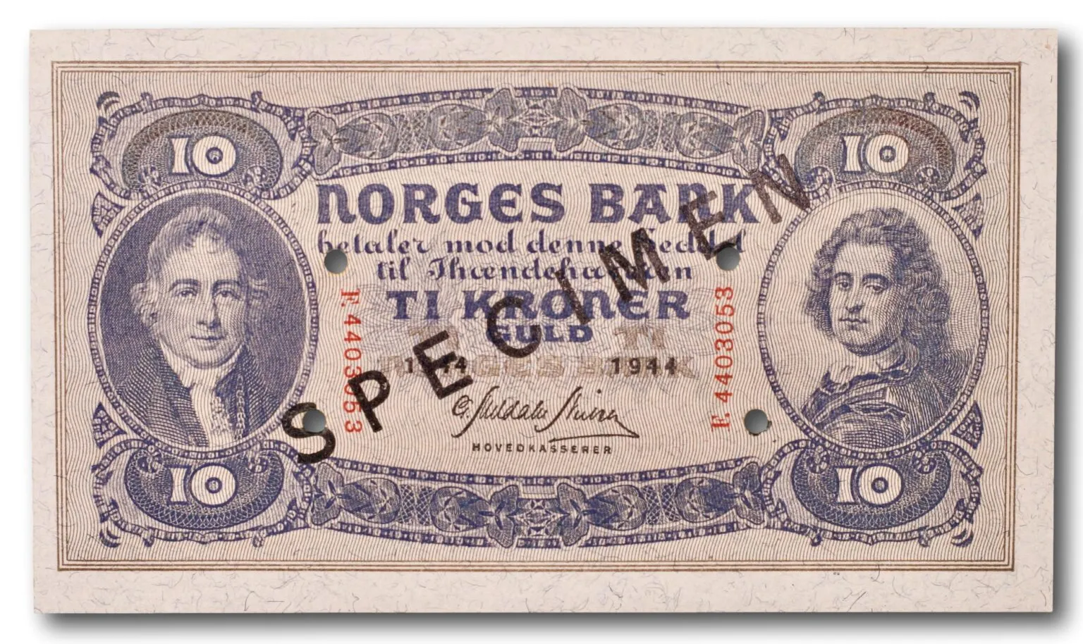 10 kroner 1944 SPECIMEN
