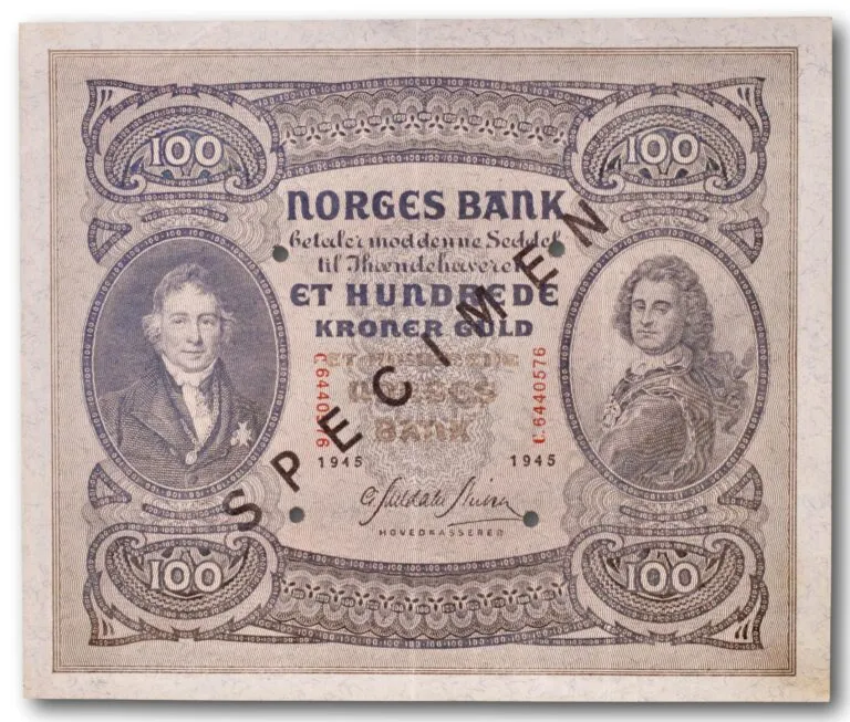 Norway, 100 kroner SPECIMEN 1945