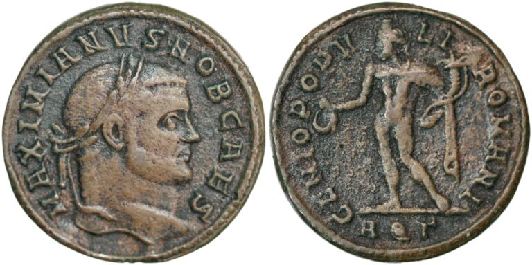Bi follis from Caesar Galerius (296-299 AD)