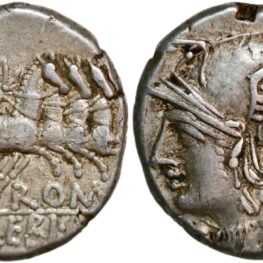 Denarius fra M. Baebi Q.F. Tempil (137 f. Kr.)