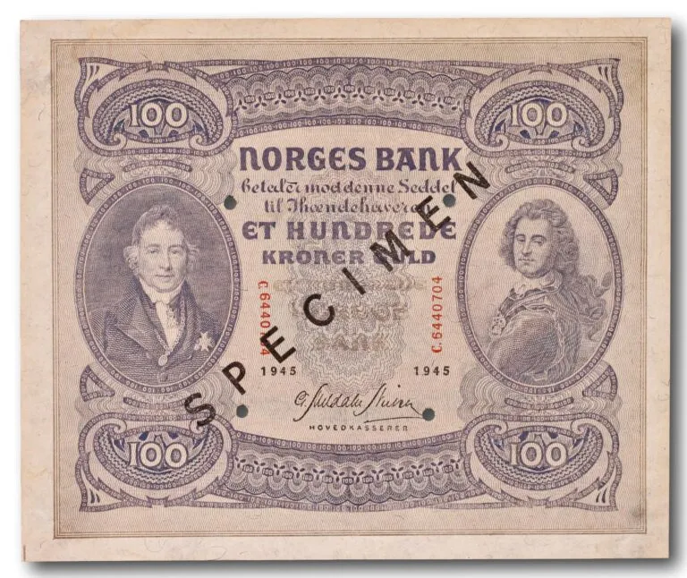Norway, 100 kroner SPECIMEN 1945
