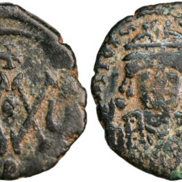 Half follis from Emperor Tiberius II Constantine (578-585 AD)