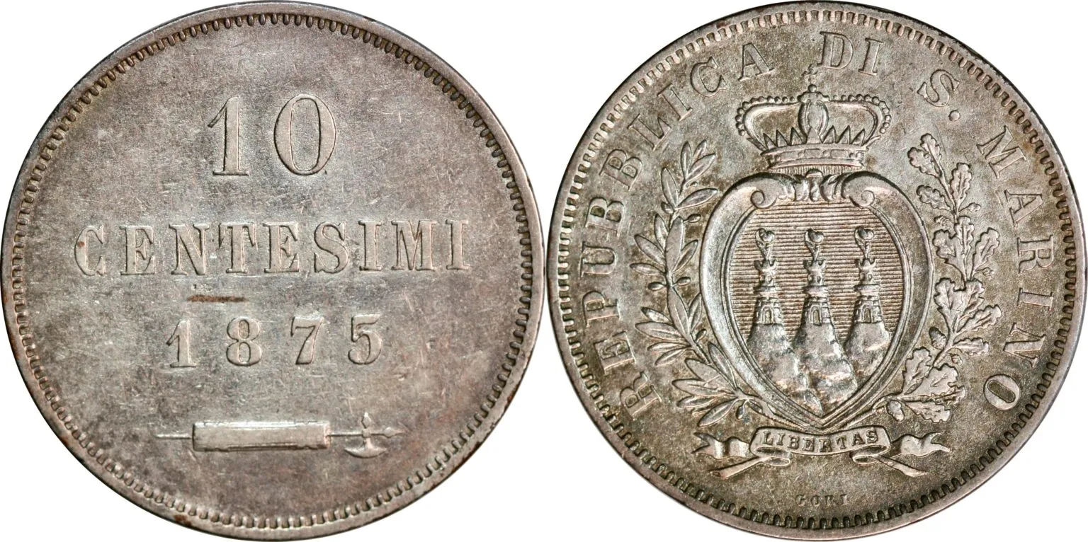 San Marino, 10 centesimi 1875