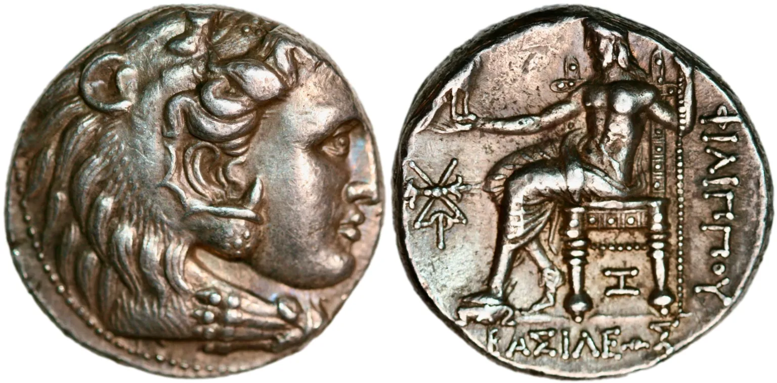 Tetradrakme fra King Philip III Arrhidaios (ca. 323-317 f. Kr.)