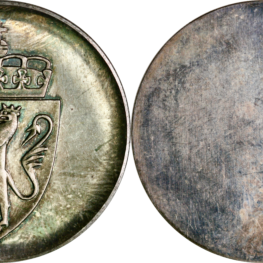 Ensidig prøvemynt i sølv uten omskrift (1964)