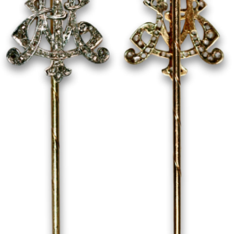 Gold and Diamonds monogram brooch in the late‑Imperial Russian style (ca. 1900)