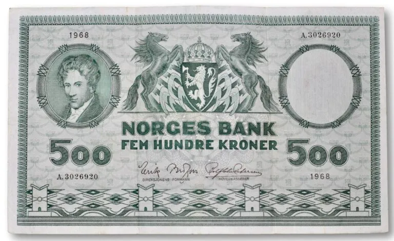 Norway, 500 kroner 1968