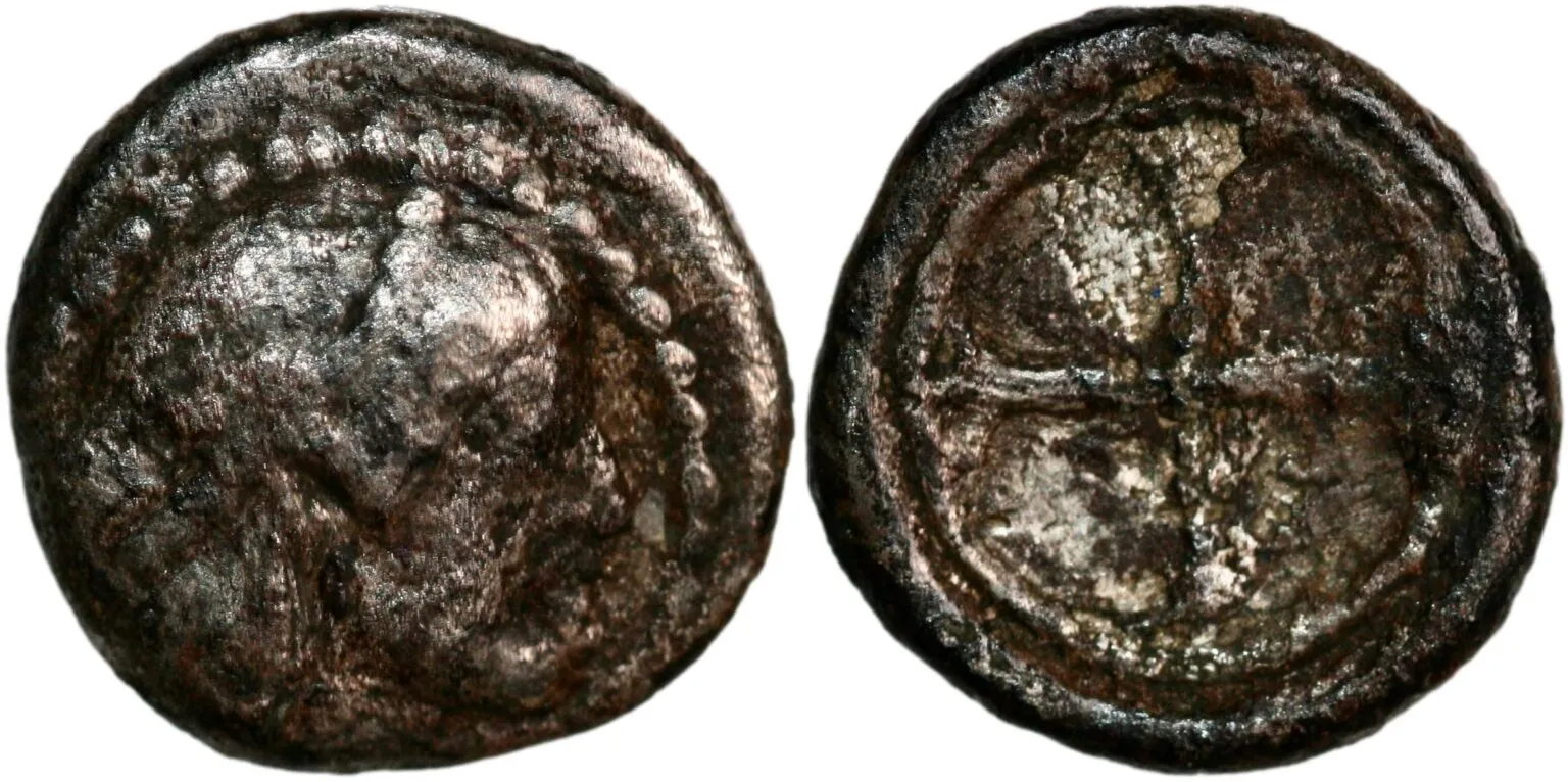 Obol fra Syrakus på Sicilia (478-466 f. Kr.)