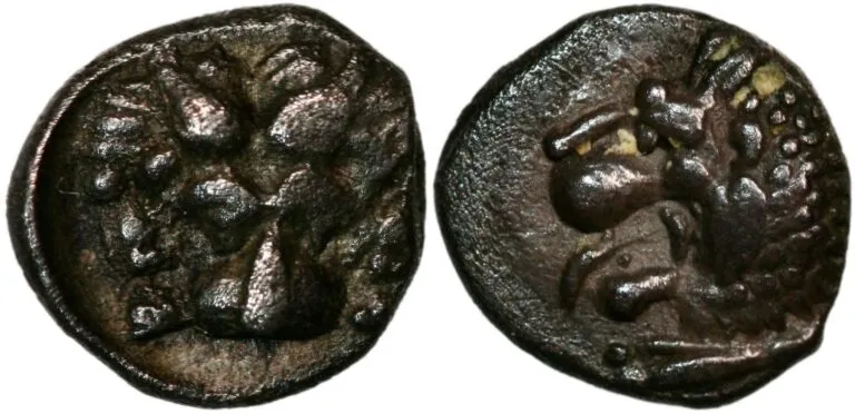 Hemiobol fra Mylasa i Karia (ca. 420-390 f. Kr.)