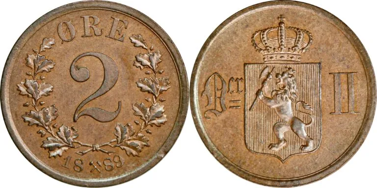 Norway, 2 øre 1889