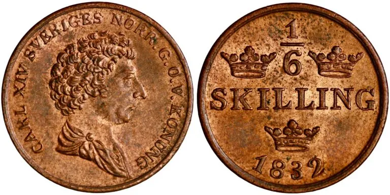 Sweden, 1/6 skilling 1832