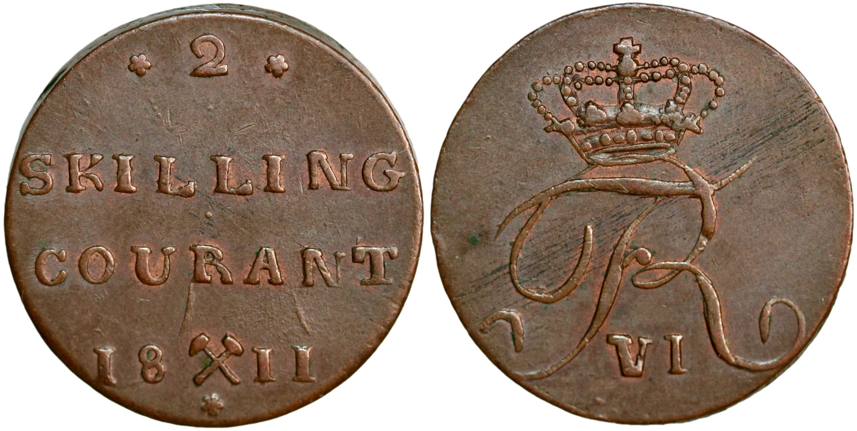 2 skilling 1810: one of Norway's most common old coins and the coins of Frederik VI