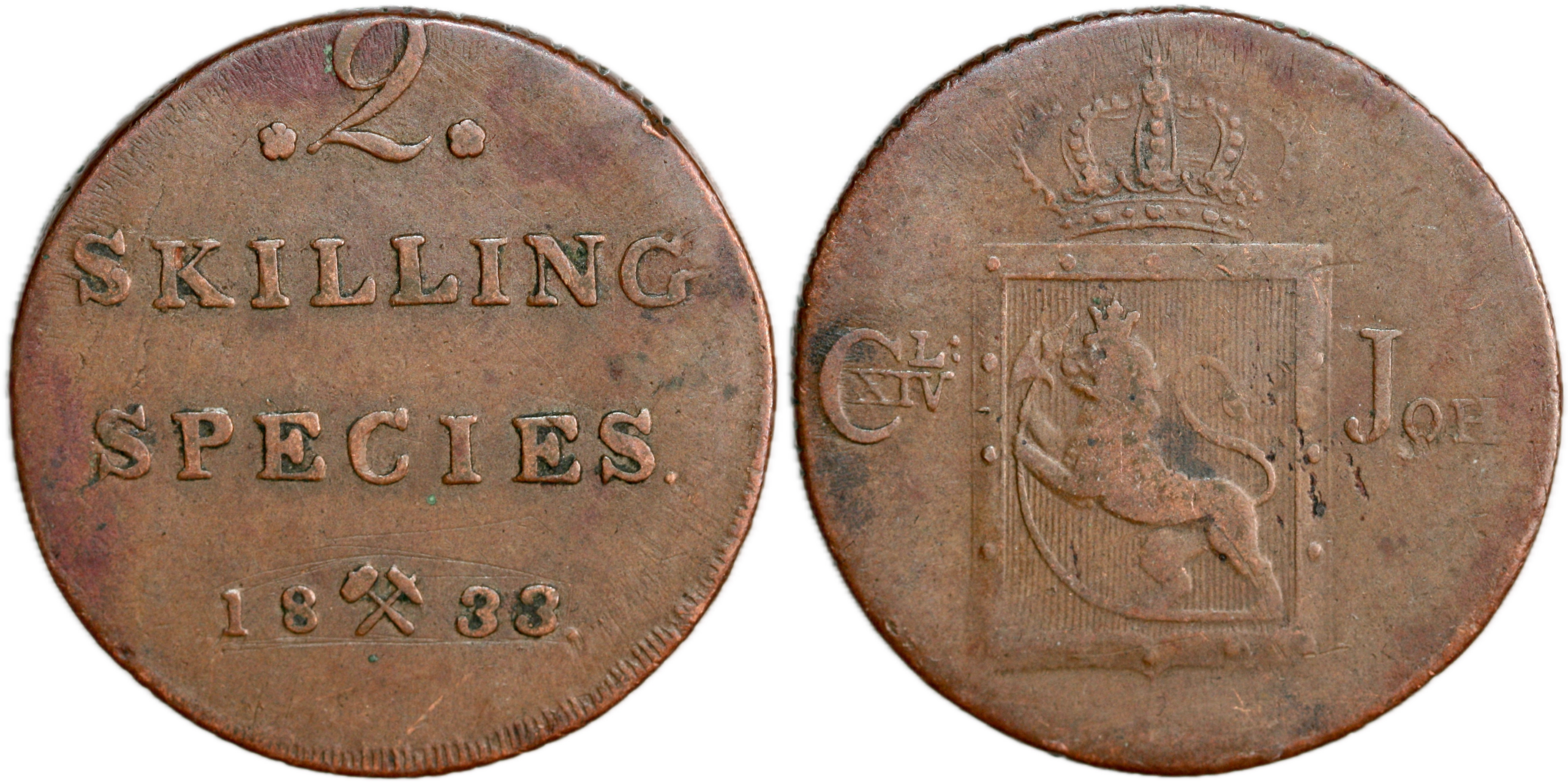 Norway, 2 skilling 1833