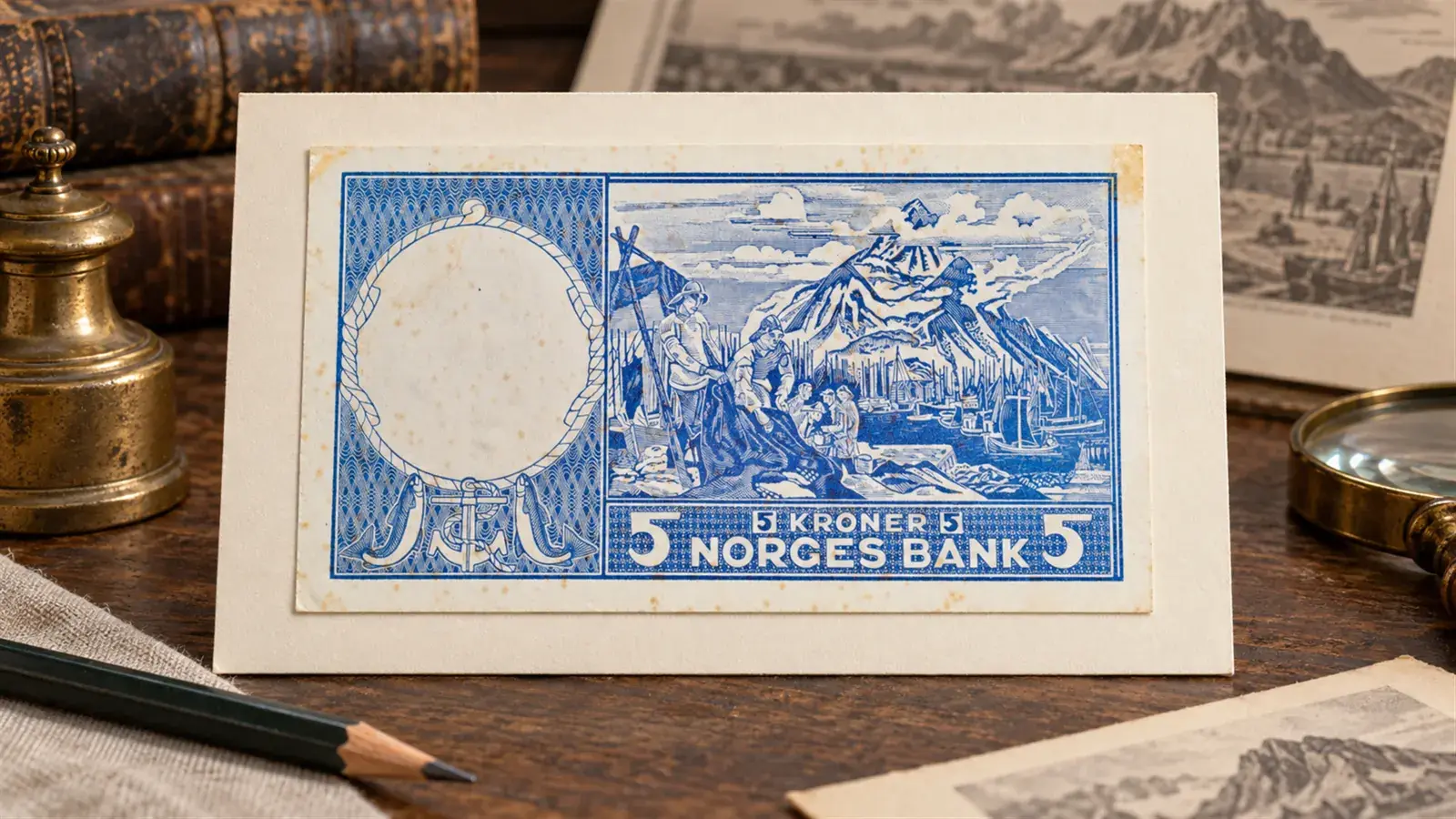 Siste prøvetrykk av 5-kroneseddelen, IV. utgave
