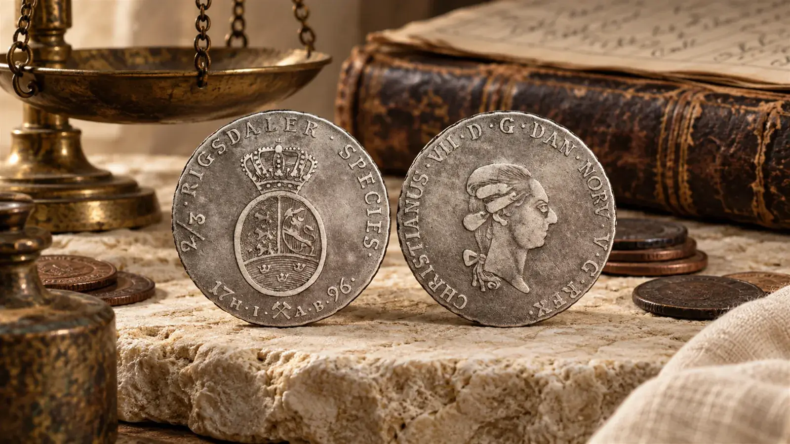 Speciedaler in silver, obverse and reverse